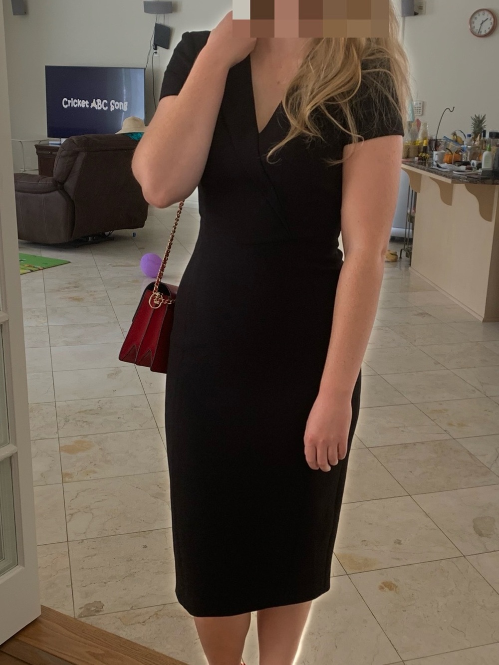 Classic Black V-Neck Sheath Dress - Women US 4